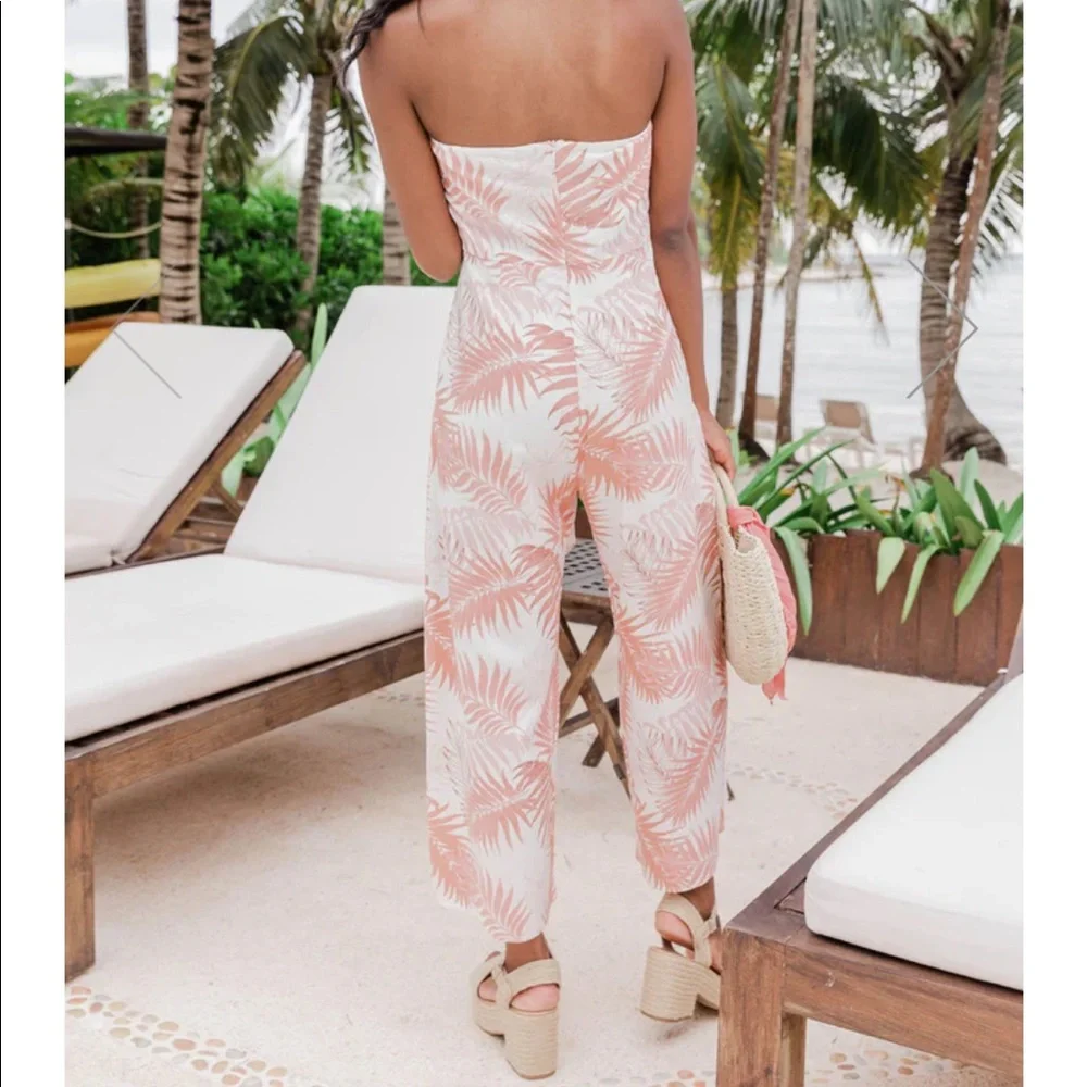 Pink Lily Beside You Pink Palms Jumpsuit - Picture 4 of 7
